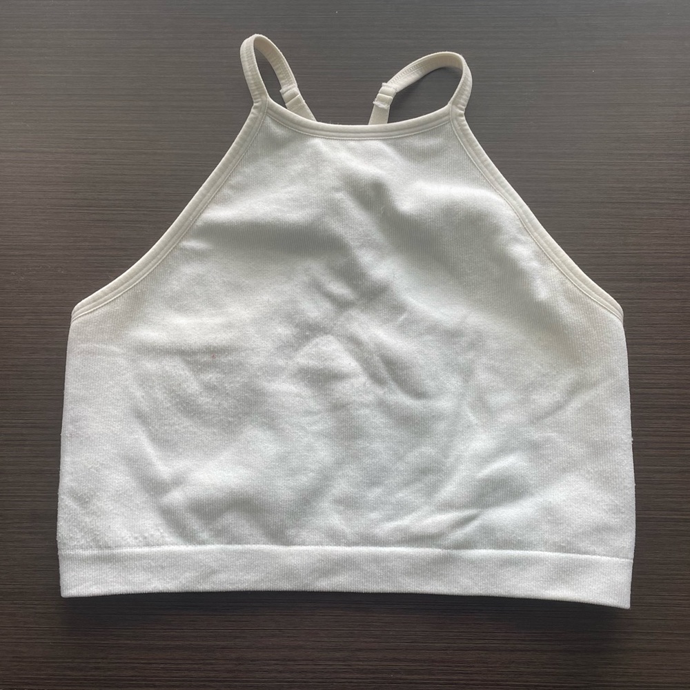 White high neck athletic top